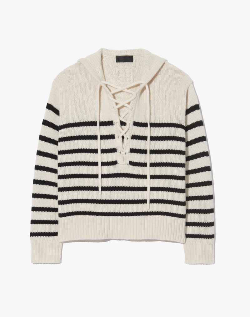 NOEMI - STRIPE SWEATER - IVORY/BLACK STRIPE