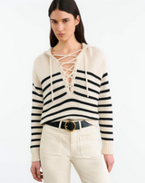 NOEMI - STRIPE SWEATER - IVORY/BLACK STRIPE