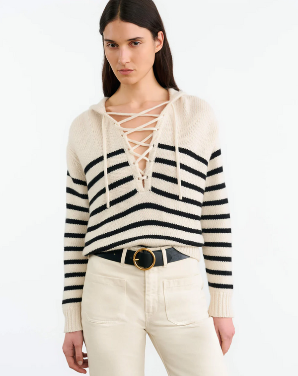 NOEMI - STRIPE SWEATER - IVORY/BLACK STRIPE