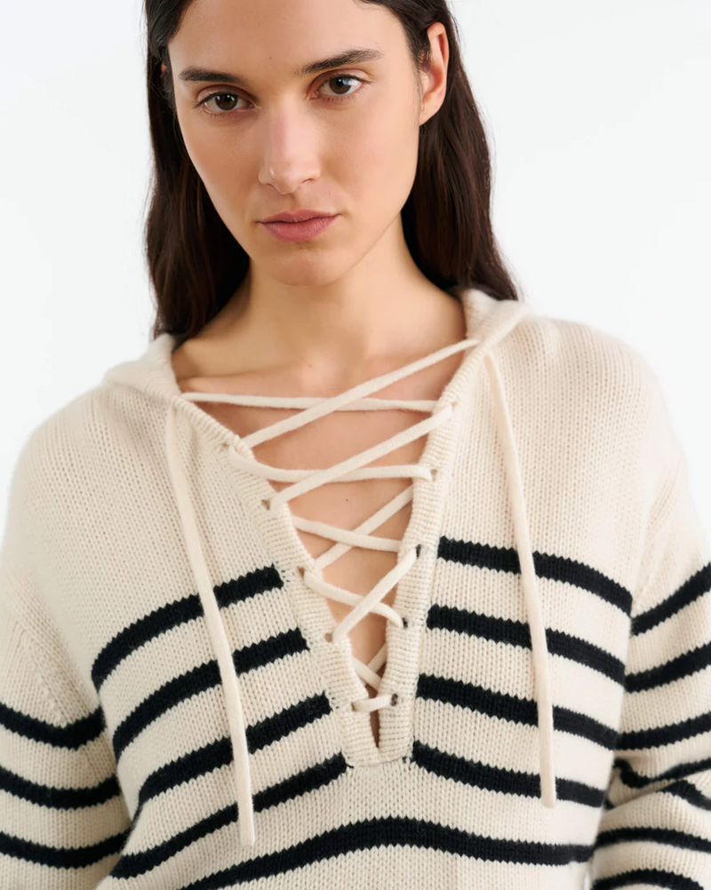 NOEMI - STRIPE SWEATER - IVORY/BLACK STRIPE
