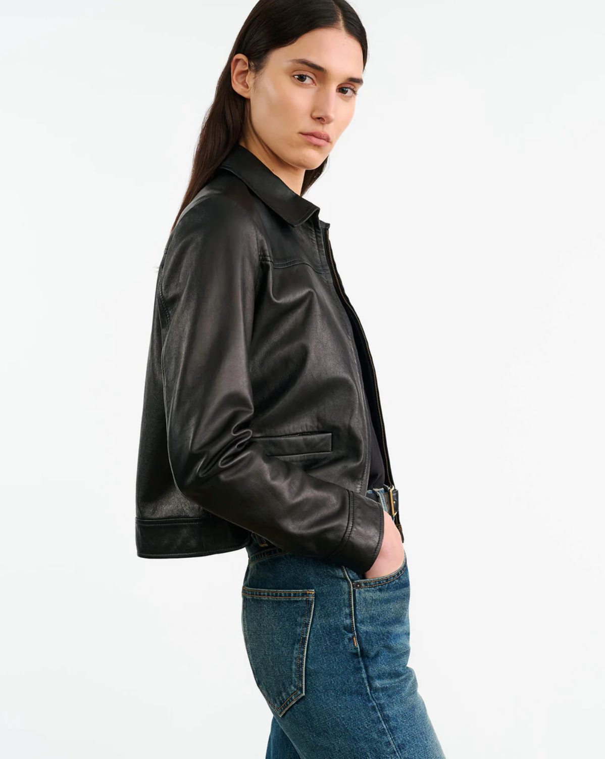 FREDDIE LEATHER JACKET - BLACK