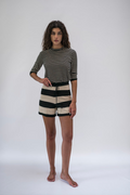 SHORTS PIMA COTTON - BLACK + OAT