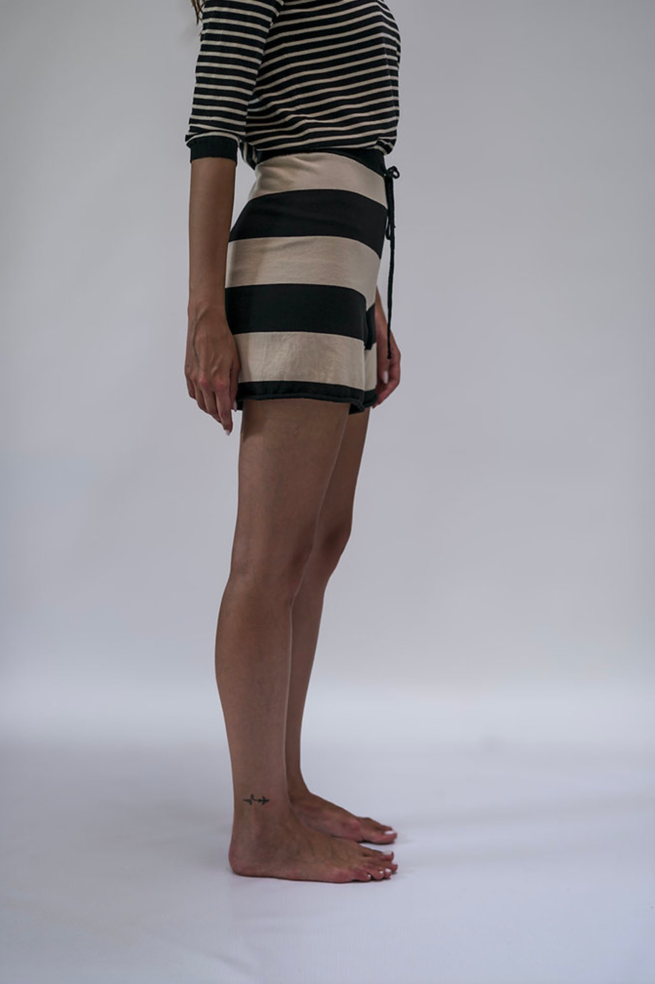 SHORTS PIMA COTTON - BLACK + OAT