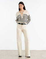 NOEMI - STRIPE SWEATER - IVORY/BLACK STRIPE
