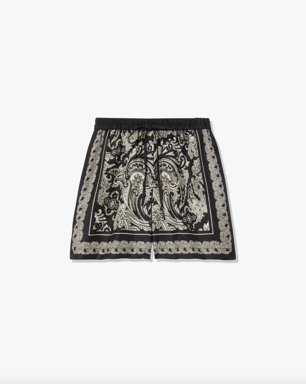 FRANCES SILK SHORT - BLACK IVORY PAISLEY SCARF