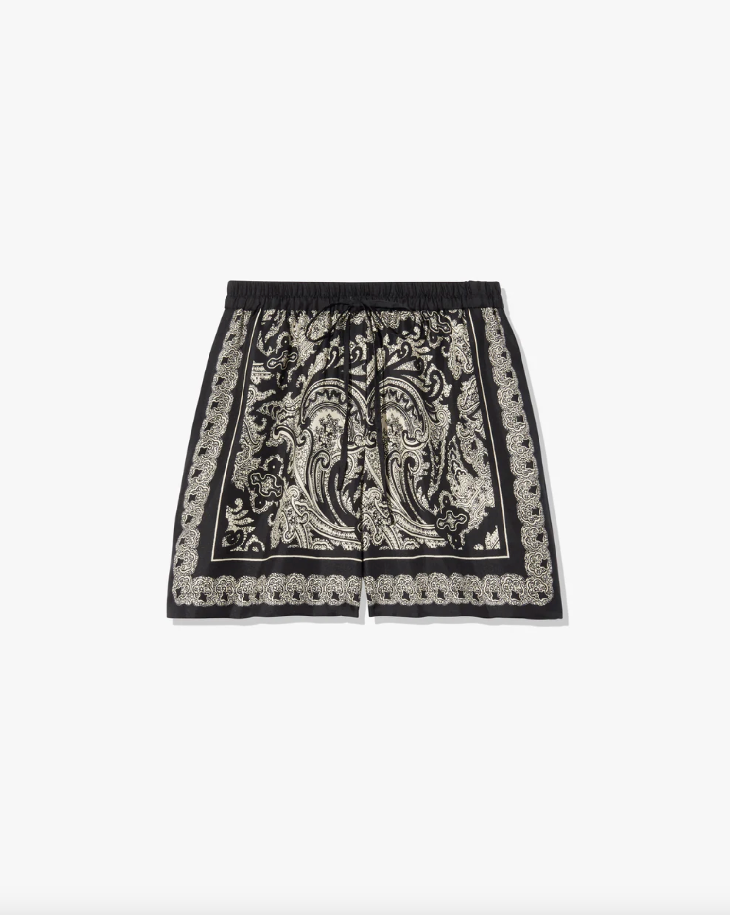 FRANCES SILK SHORT - BLACK IVORY PAISLEY SCARF