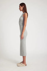 RIB RACER MAXI DRESS - HEATHER GREY