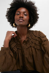 CHRISTA BLOUSE - DARK KHAKI