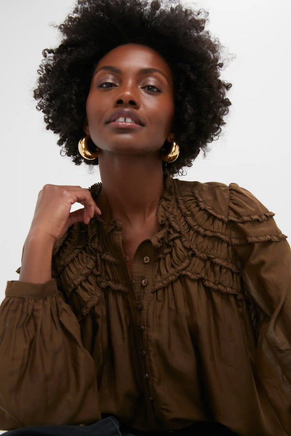 CHRISTA BLOUSE - DARK KHAKI