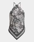 AUDREY SILK CAMI - BLACK / IVORY PAISLEY