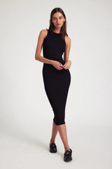 RIB RACER MAXI DRESS - BLACK