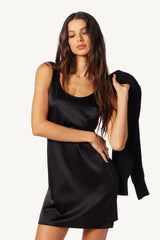 LUX SILK MINI DRESS - BLACK