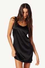 LUX SILK MINI DRESS - BLACK