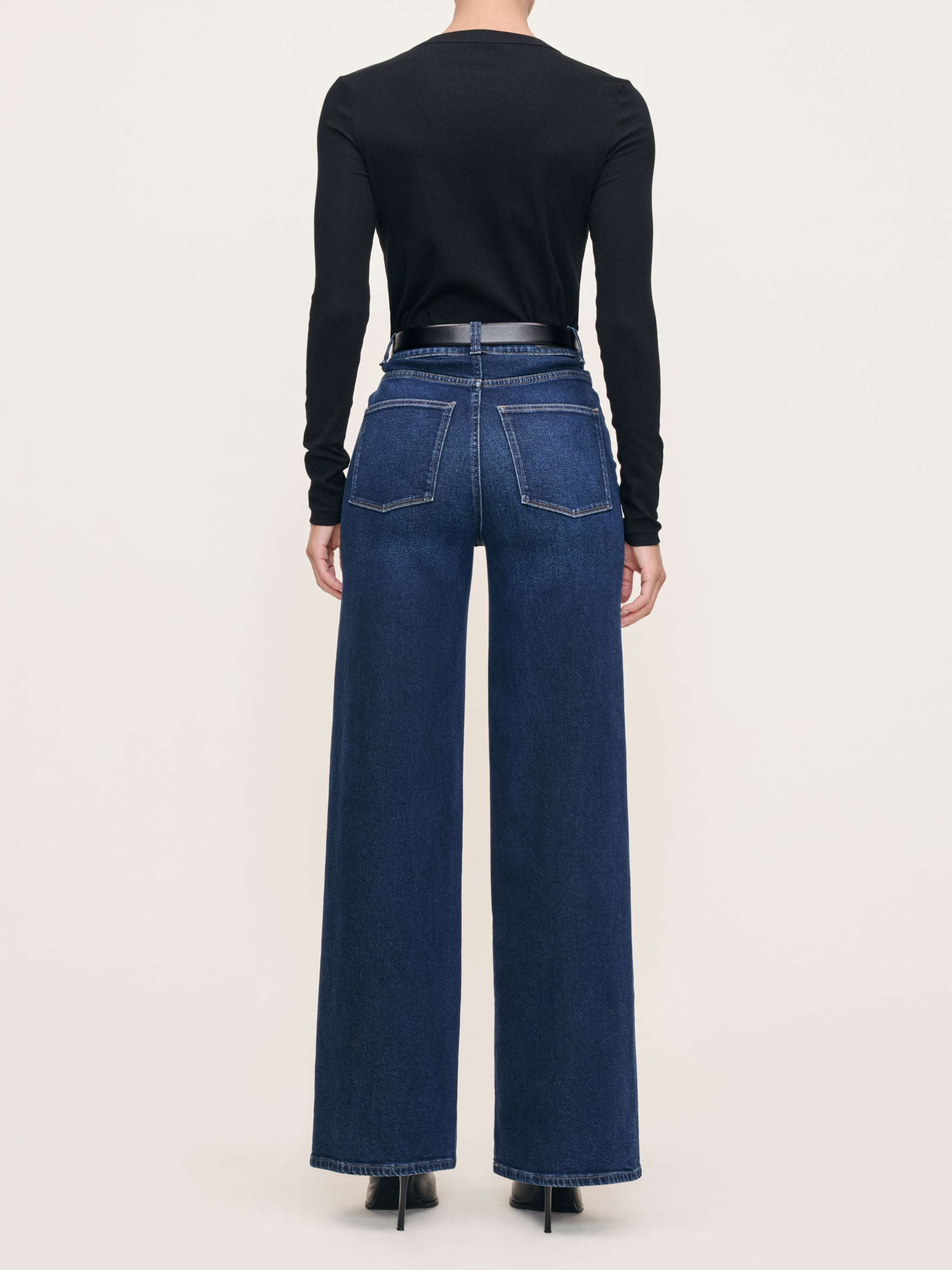 HEPBURN WIDE LEG HIGH RISE JEANS - MEDITERRANEAN