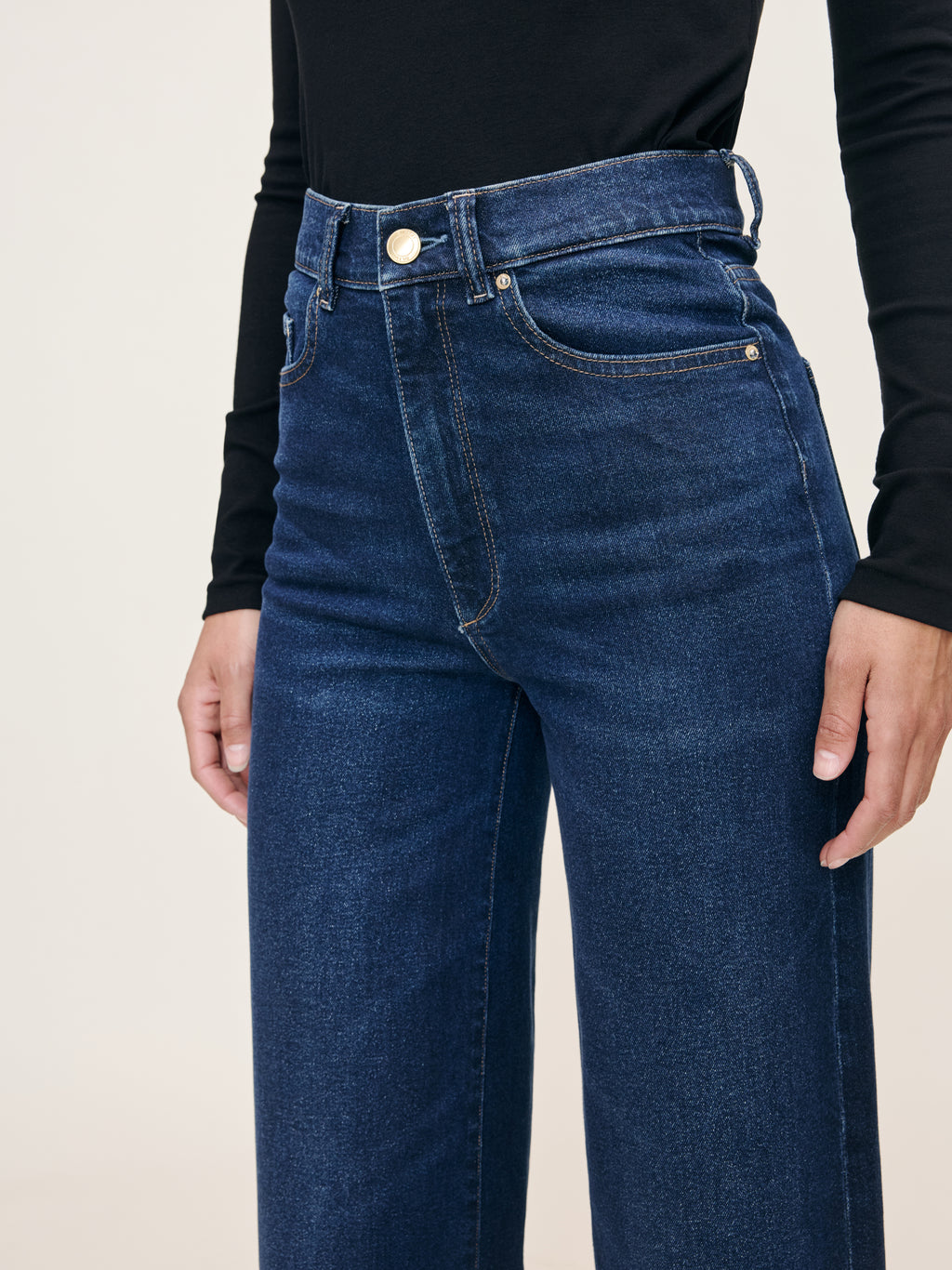 HEPBURN WIDE LEG HIGH RISE JEANS - MEDITERRANEAN