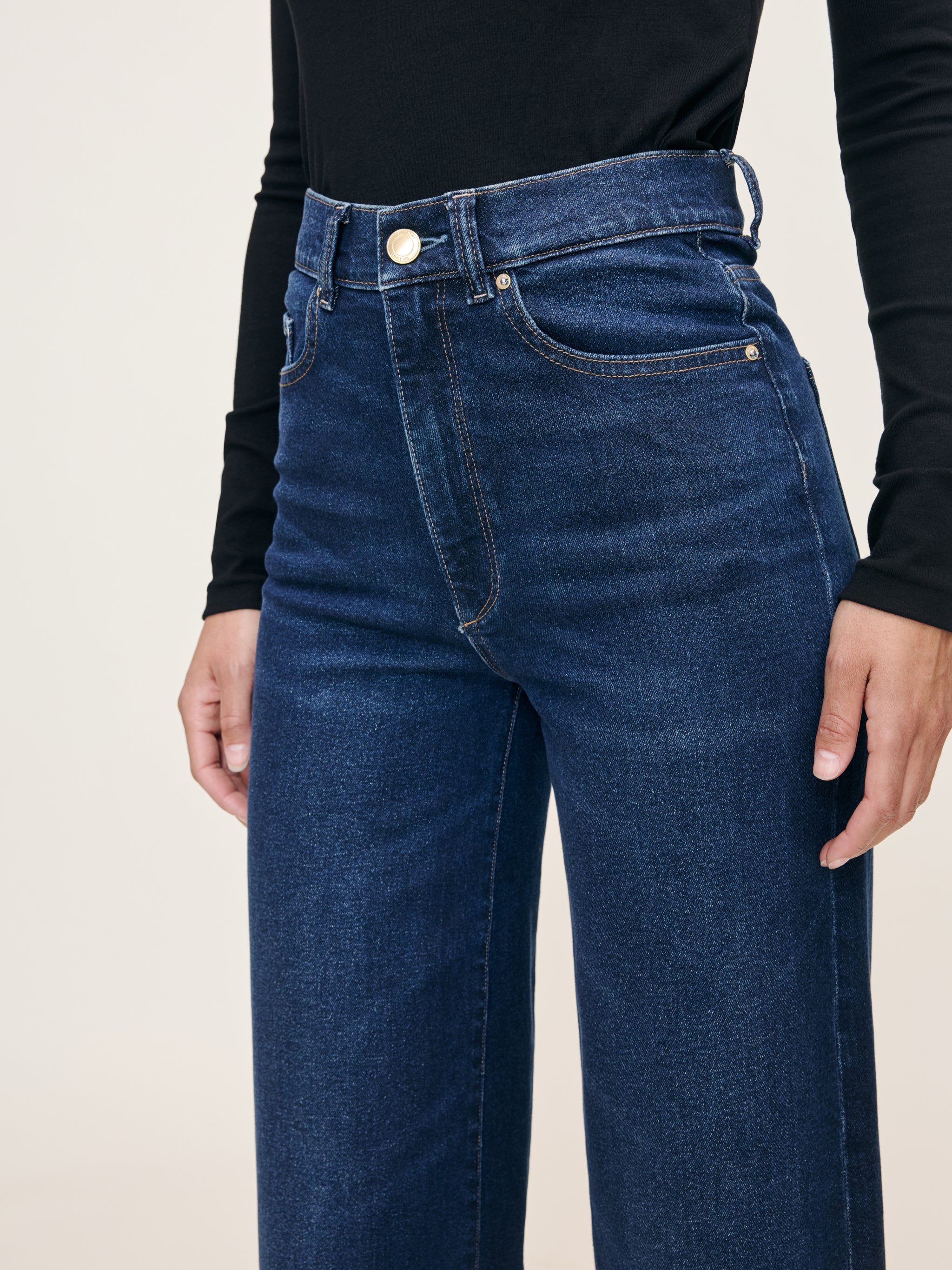 HEPBURN WIDE LEG HIGH RISE JEANS - MEDITERRANEAN