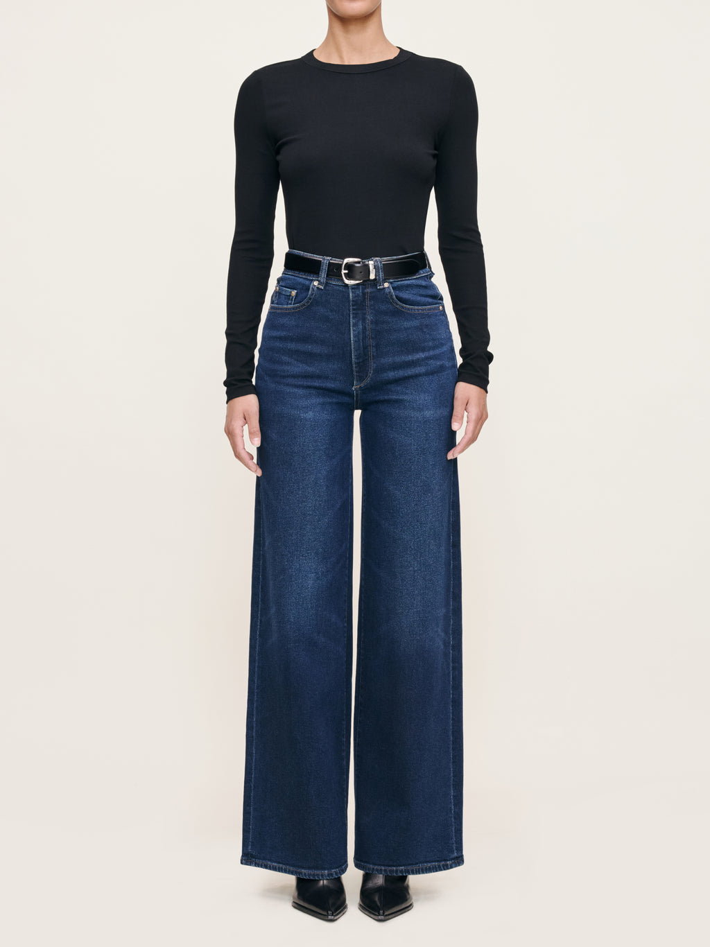 HEPBURN WIDE LEG HIGH RISE JEANS - MEDITERRANEAN