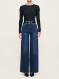 HEPBURN WIDE LEG HIGH RISE JEANS - MEDITERRANEAN