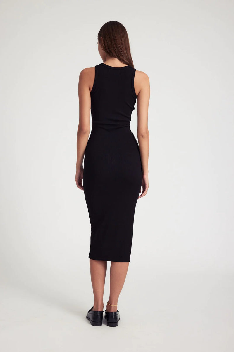 RIB RACER MAXI DRESS - BLACK