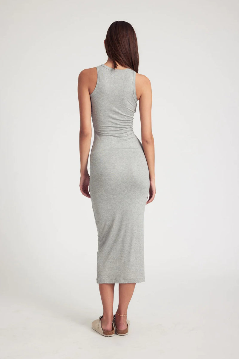 RIB RACER MAXI DRESS - HEATHER GREY