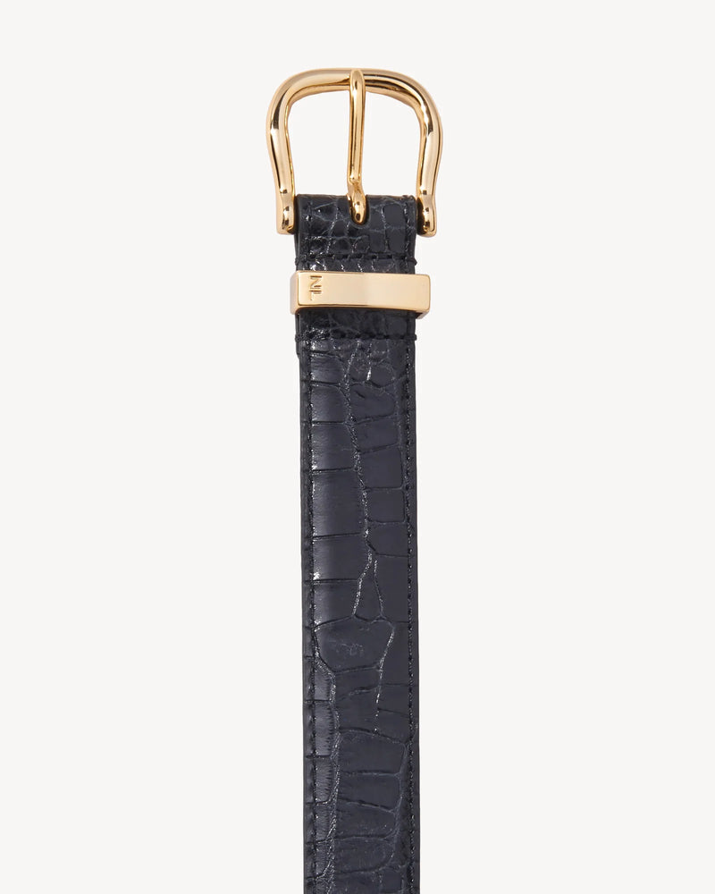 LOUISE BELT - BLACK W/SHINY BRASS BUCKLE