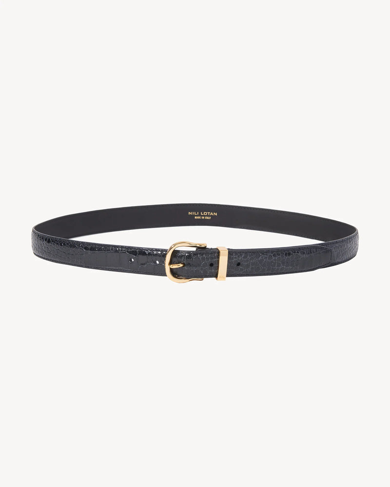 LOUISE BELT - BLACK W/SHINY BRASS BUCKLE