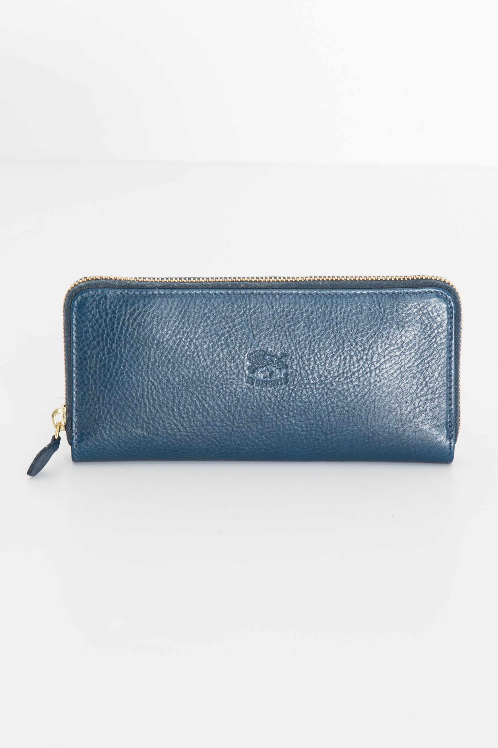 COWHIDE ZIP WALLET - BLUE