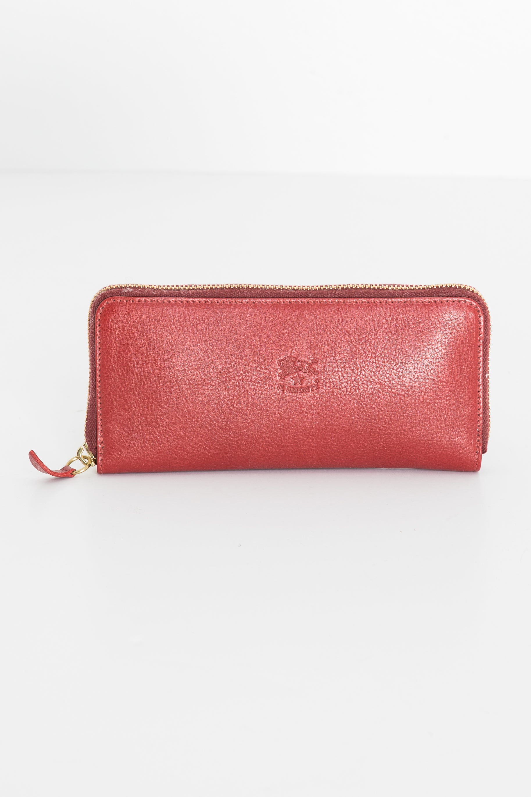 COWHIDE ZIP WALLET - RED
