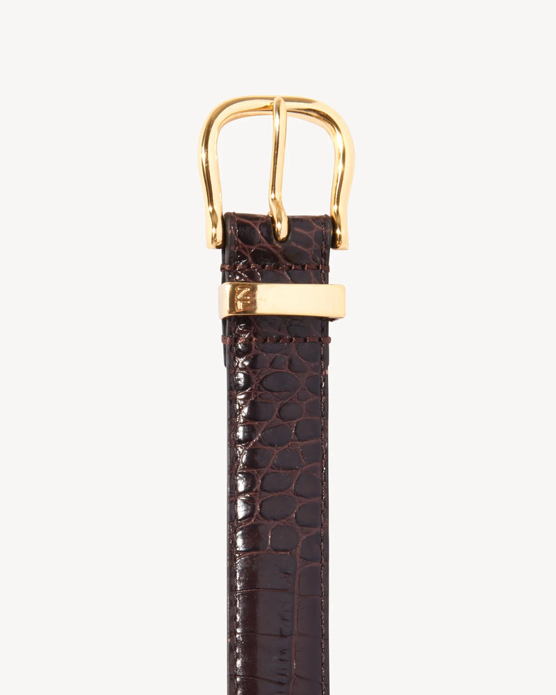 LOUISE BELT - DARK BROWN W/SHINY BRASS BUCKLE