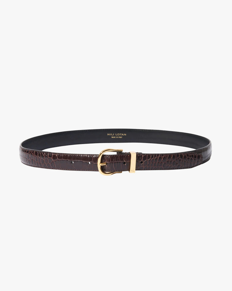 LOUISE BELT - DARK BROWN W/SHINY BRASS BUCKLE