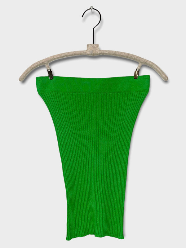 KNITTED RIBBED TOP- GREEN