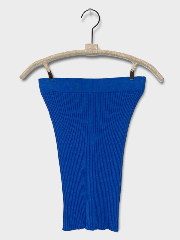 KNITTED RIBBED TOP- BLUE