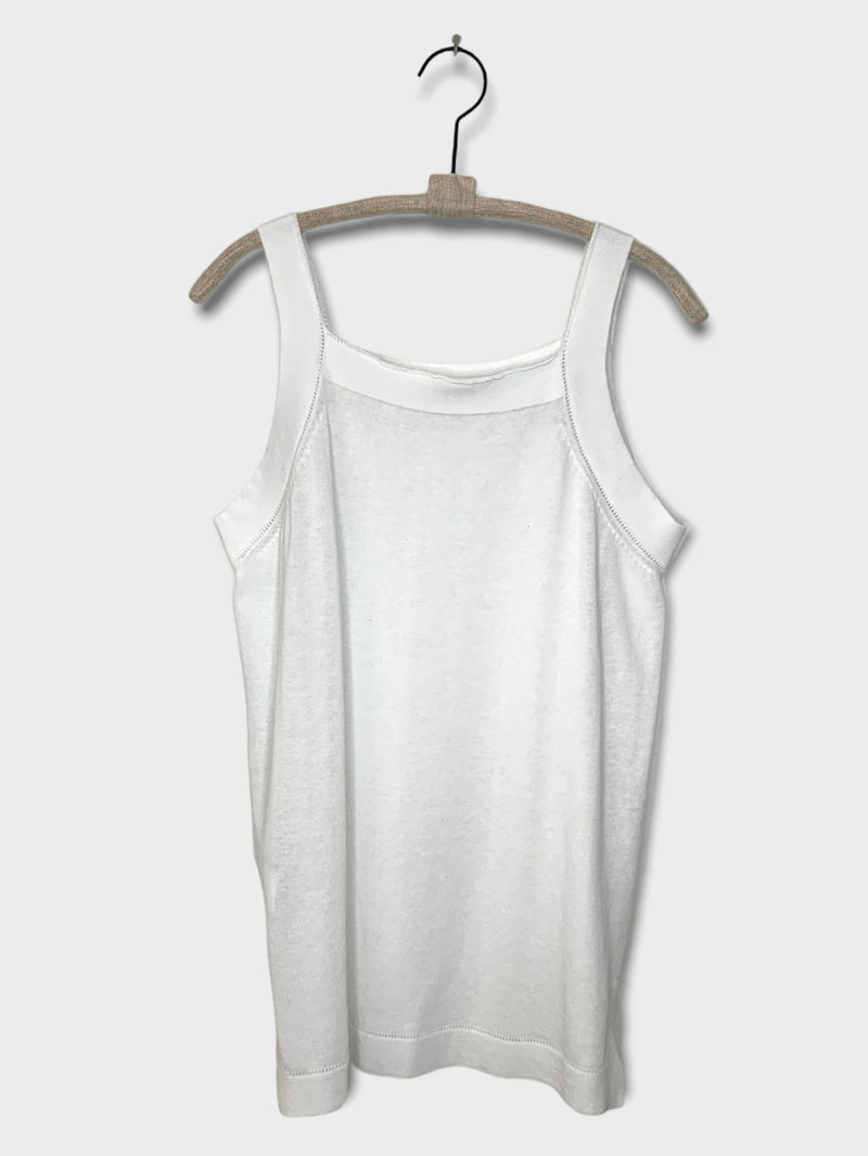 KNITTED TANK-TOP WITH SLITS- WHITE