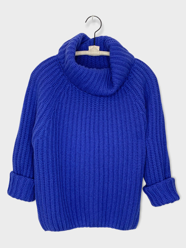 KNITTED HIGHNECK PULLOVER- ROYAL