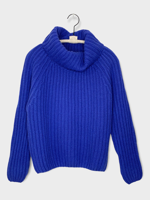 KNITTED HIGHNECK PULLOVER- ROYAL