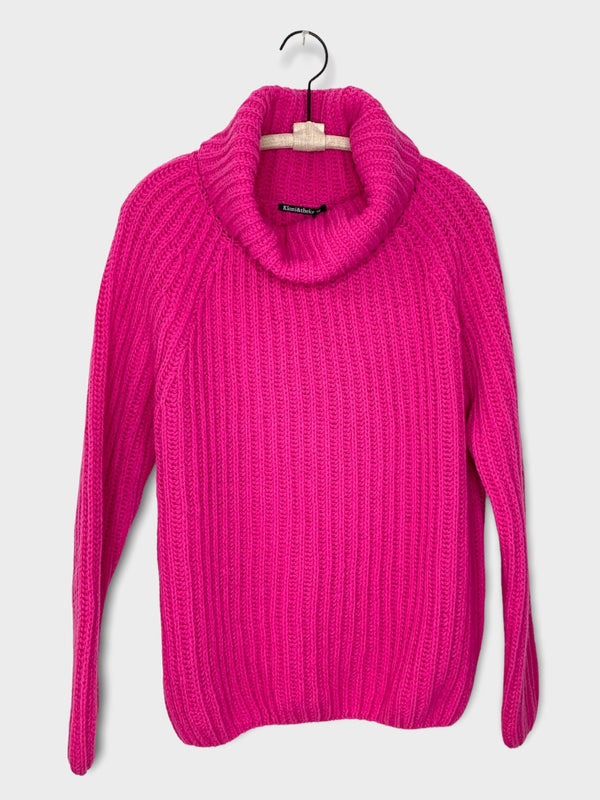 KNITTED HIGHNECK PULLOVER- FUSCHIA