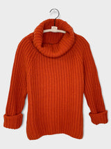 KNITTED HIGHNECK PULLOVER- RUST