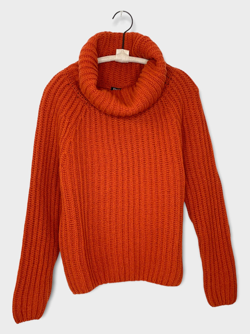 KNITTED HIGHNECK PULLOVER- RUST