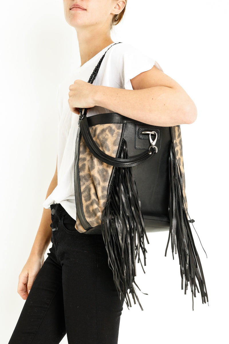 Leopard + Fringe Bag